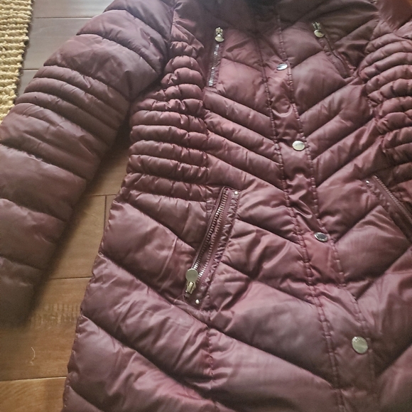 Laundry by Shelli Segal winter knee length purple warm jacket with Hood La… - Picture 3 of 3
